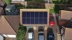 Drone shot of a domestic solar installation on a carport by Insight Energy